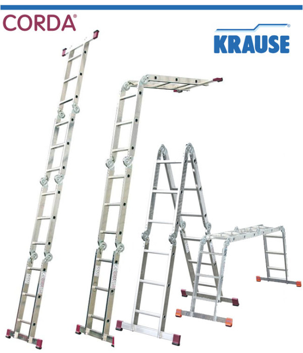 Сгъваема многофункционална алуминиева стълба KRAUSE CORDA 4x3 цена